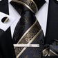 Luxury Retro Striped Floral Tie Set for Men with Clip, Cufflinks & Handkerchief