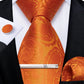 Luxury Retro Striped Floral Tie Set for Men with Clip, Cufflinks & Handkerchief