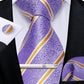 Luxury Retro Striped Floral Tie Set for Men with Clip, Cufflinks & Handkerchief