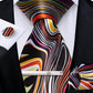 Luxury Retro Striped Floral Tie Set for Men with Clip, Cufflinks & Handkerchief