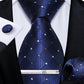 Luxury Retro Striped Floral Tie Set for Men with Clip, Cufflinks & Handkerchief