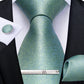 Luxury Retro Striped Floral Tie Set for Men with Clip, Cufflinks & Handkerchief
