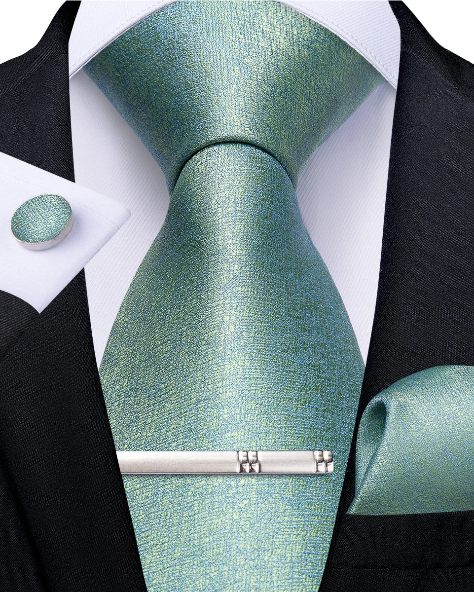 Luxury Retro Striped Floral Tie Set for Men with Clip, Cufflinks & Handkerchief