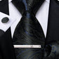 Luxury Retro Striped Floral Tie Set for Men with Clip, Cufflinks & Handkerchief