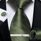 Luxury Retro Striped Floral Tie Set for Men with Clip, Cufflinks & Handkerchief