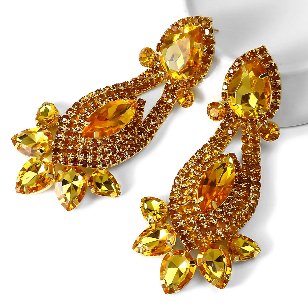 Yellow Water Drop Tassel Necklace and Earrings Jewelry Set for Women – Bridal or Banquet Gift