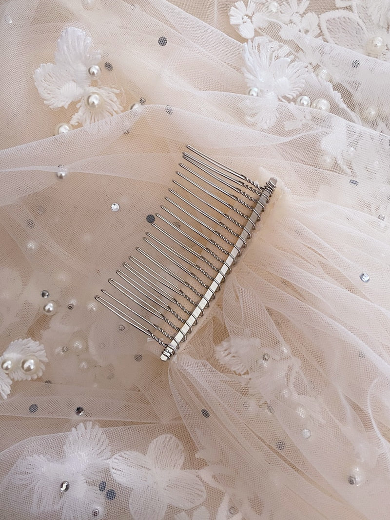 3D Flowers Pearls Wedding Bridal Veils comb
