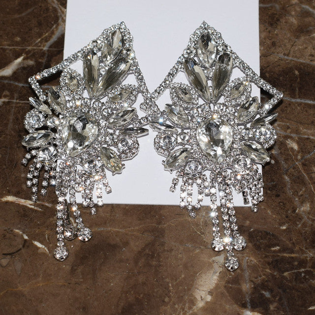 Shiny Rhinestone Gems Dangle Earrings