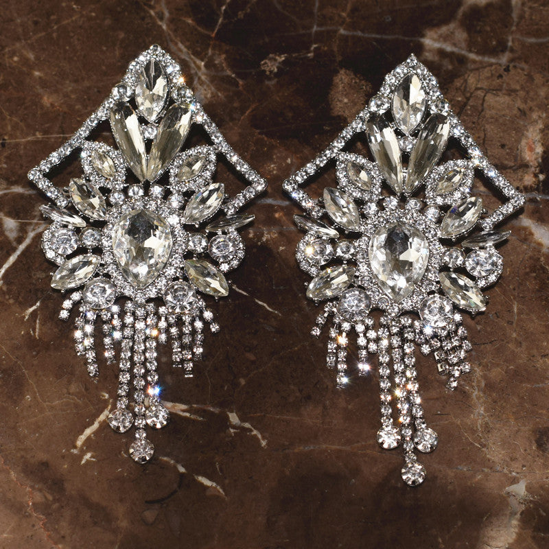 Shiny Rhinestone Gems Dangle Earrings