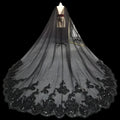 Black Long Wedding Bridal Veil back