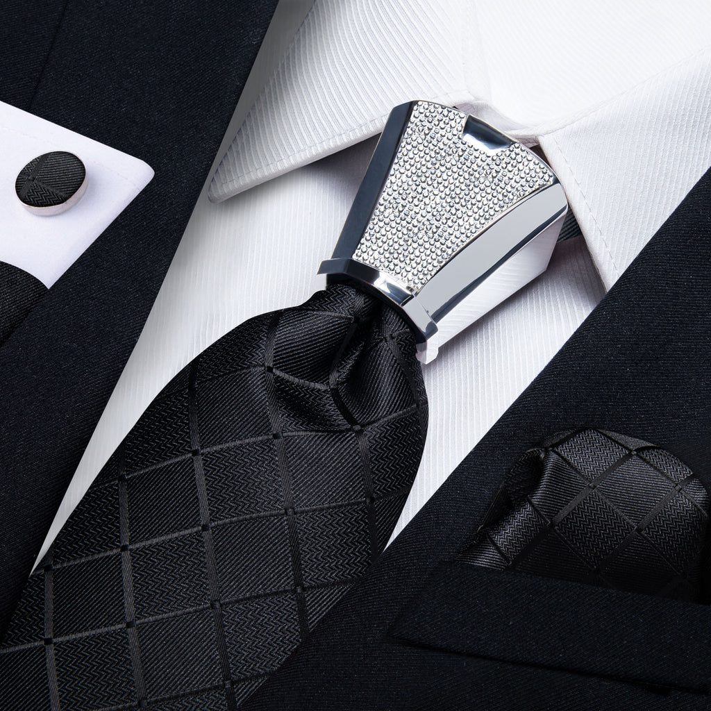 Business Plaid Black Ties