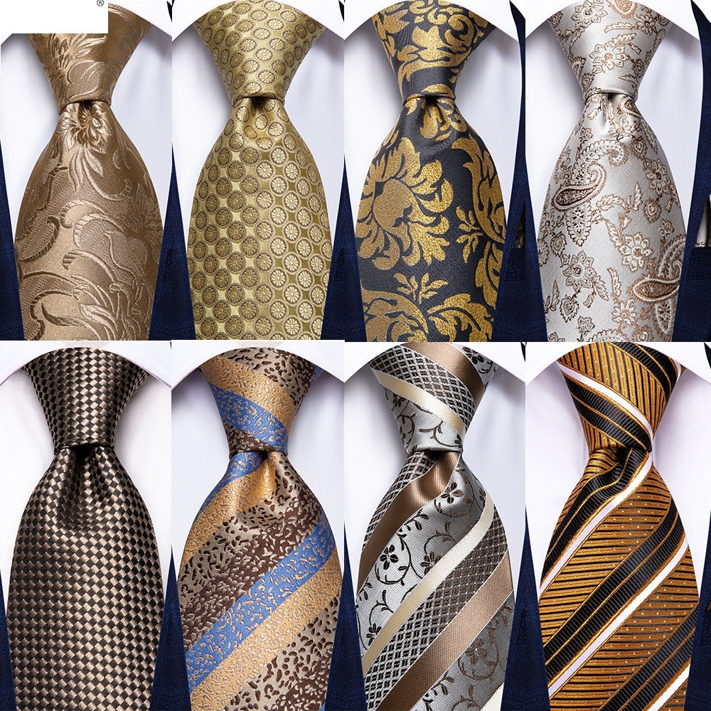 Champagne Striped Paisley Tie Set