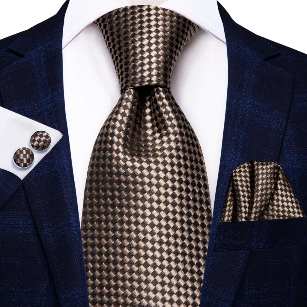 Champagne Striped Paisley Tie Set