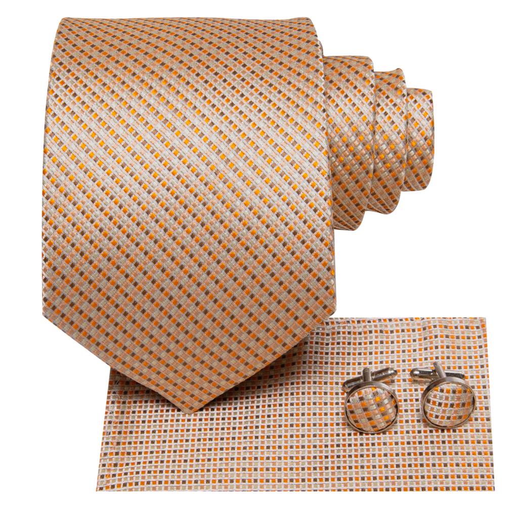 Champagne Striped Paisley Tie Set