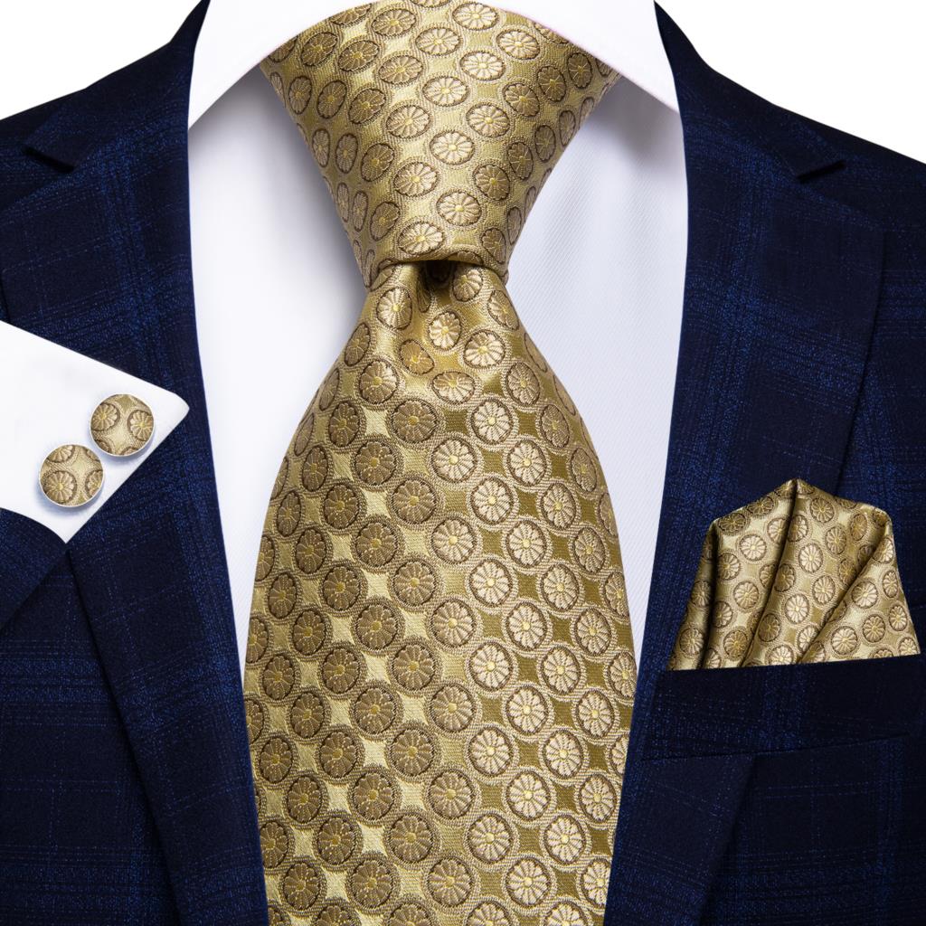 Champagne Striped Paisley Tie Set