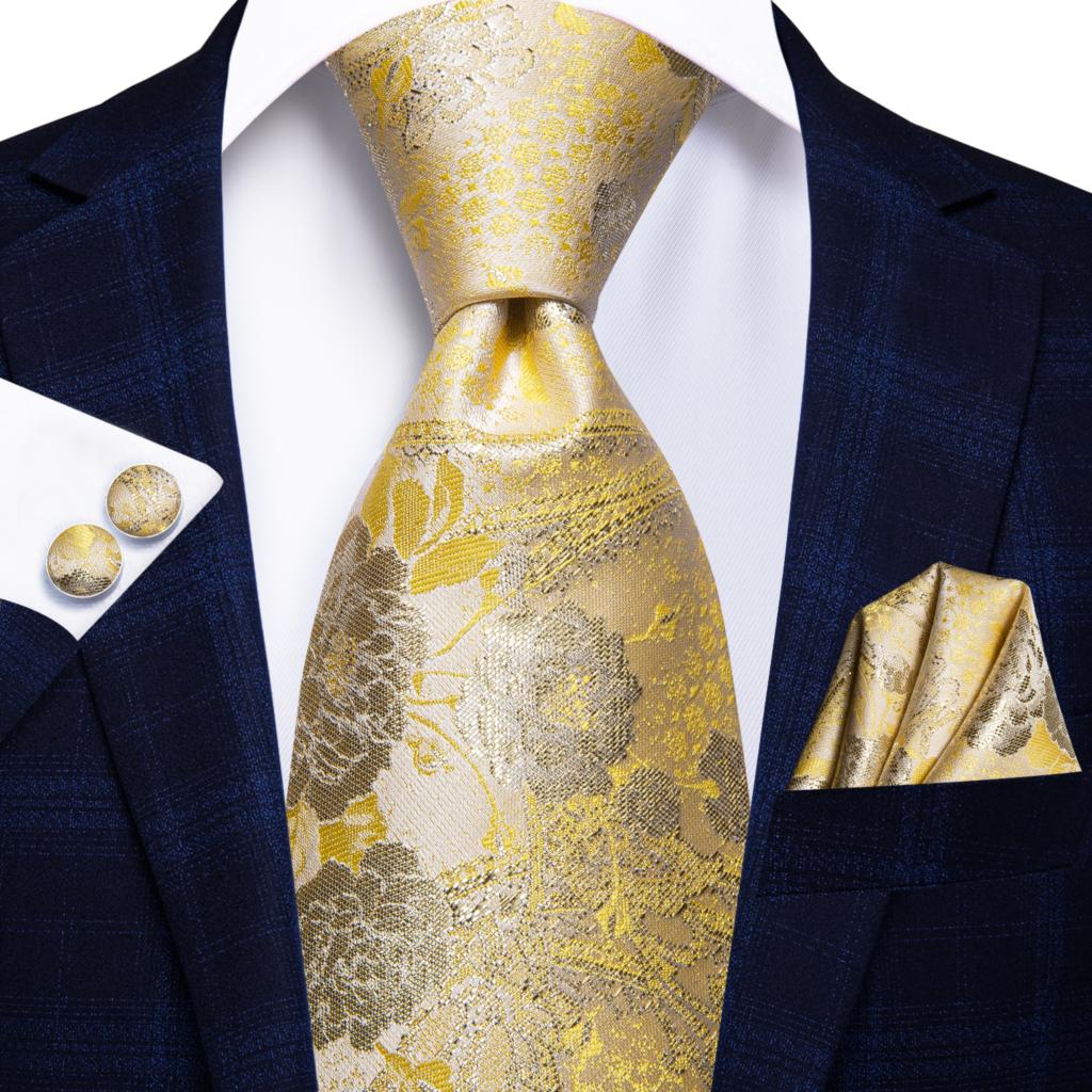 Champagne Striped Paisley Tie Set