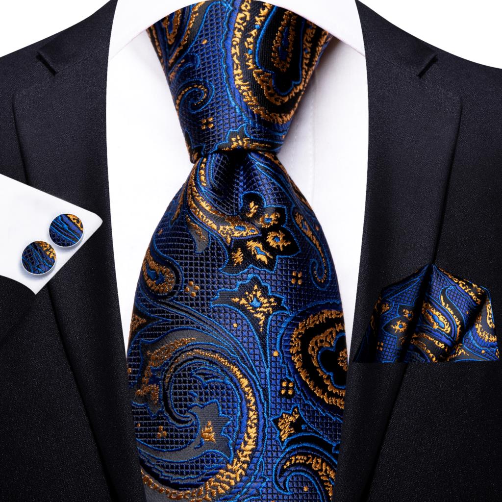 Champagne Striped Paisley Tie Set