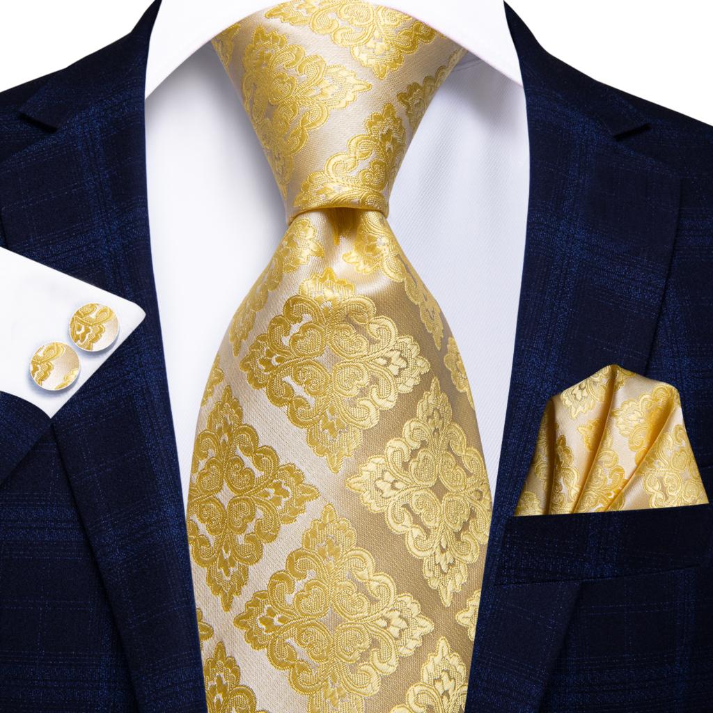 Champagne Striped Paisley Tie Set