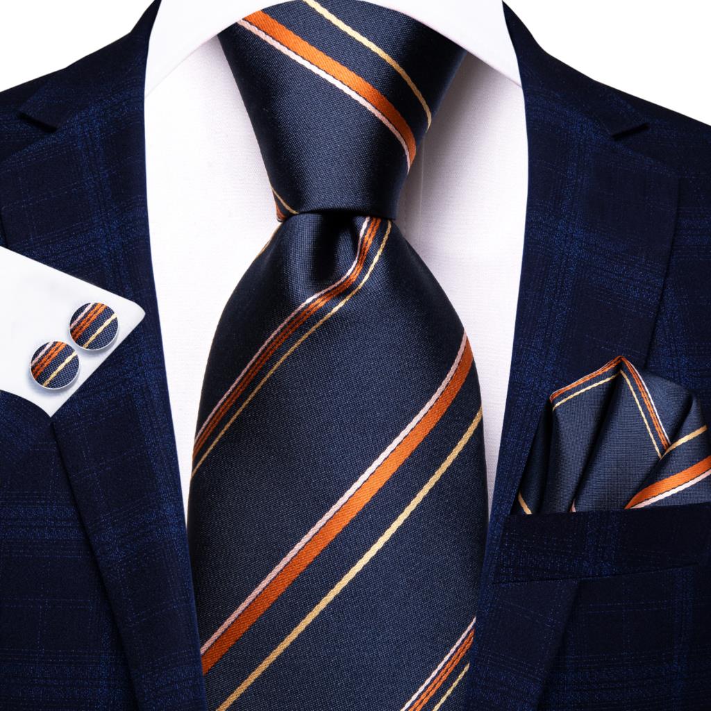 Champagne Striped Paisley Tie Set