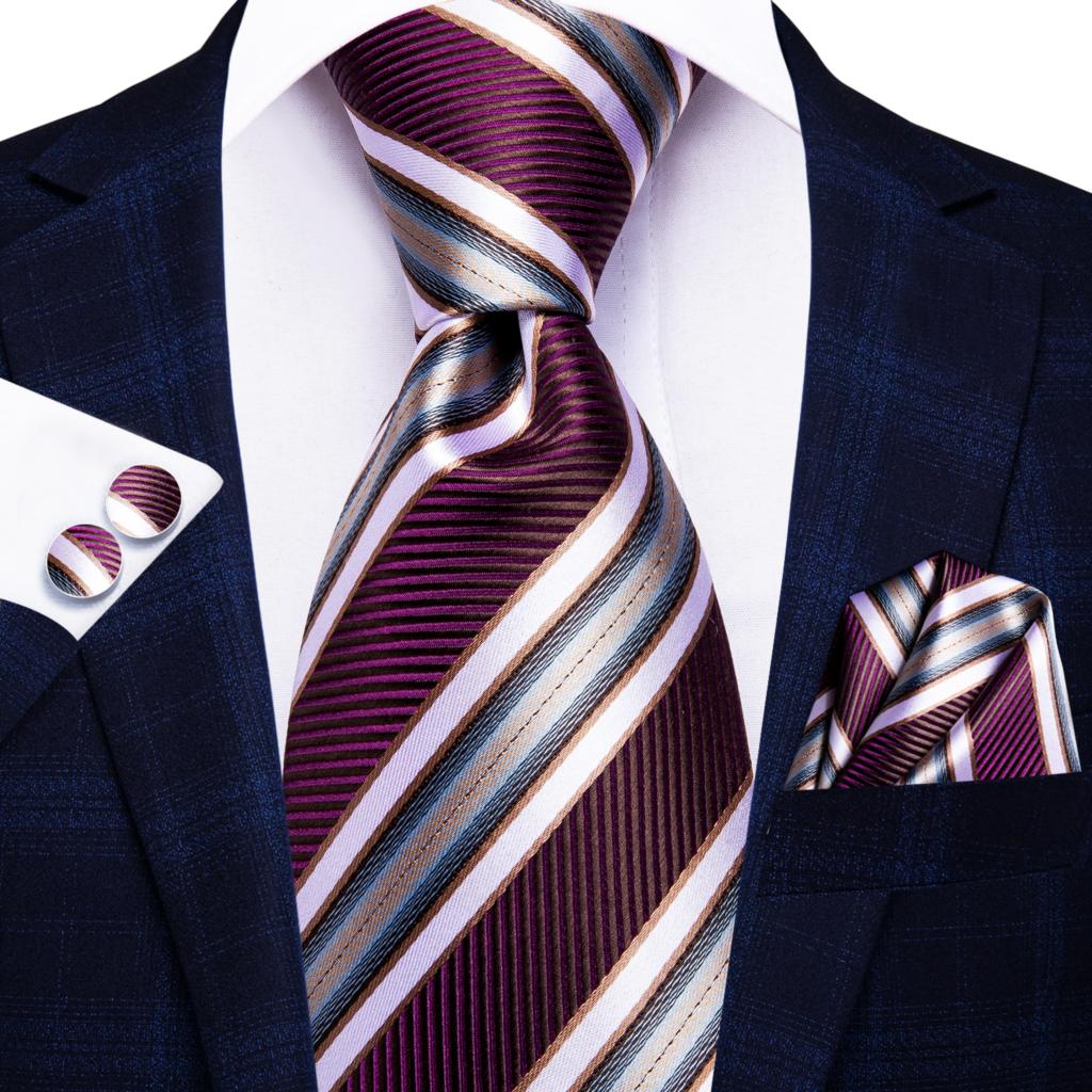 Champagne Striped Paisley Tie Set