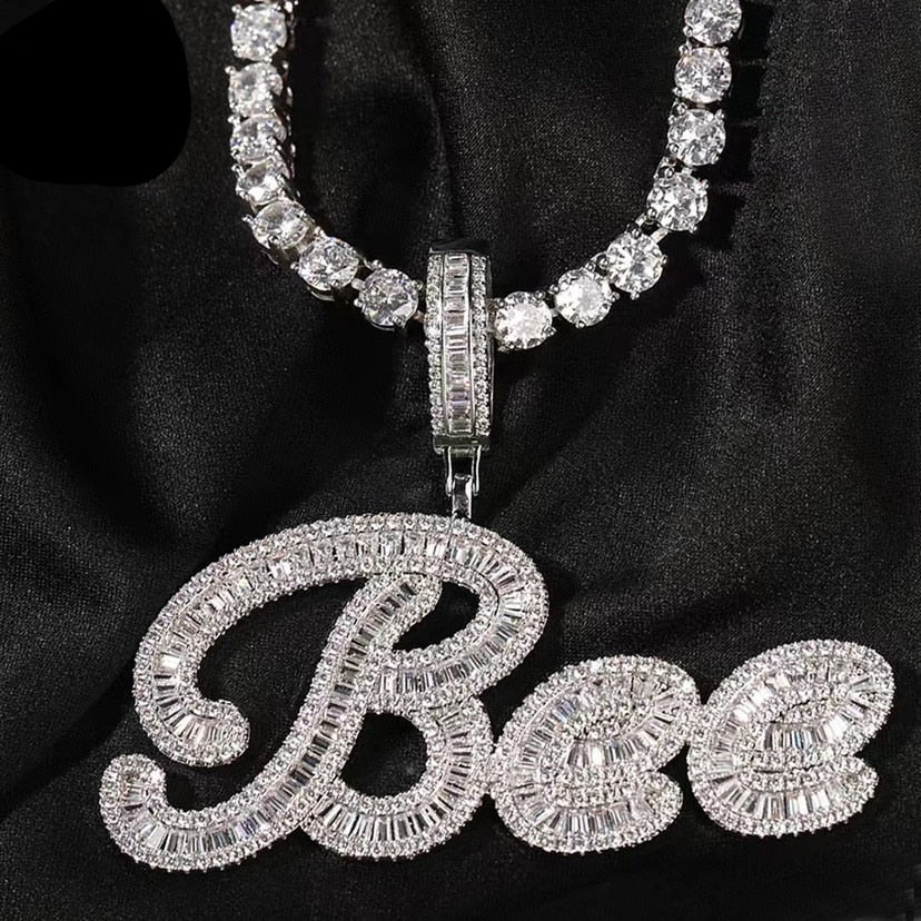 Silver Custom Letter Name Pendant Necklace