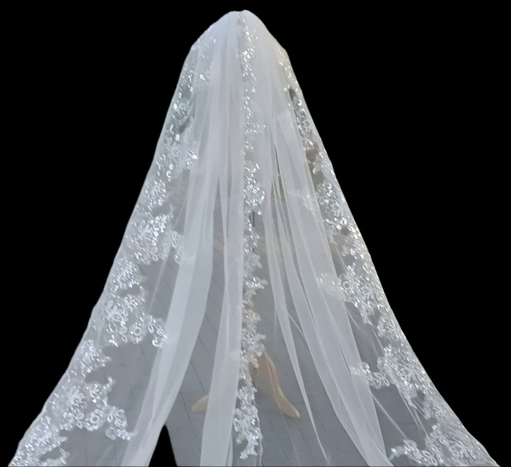 Full Lace Edge Bridal Wedding Veil back
