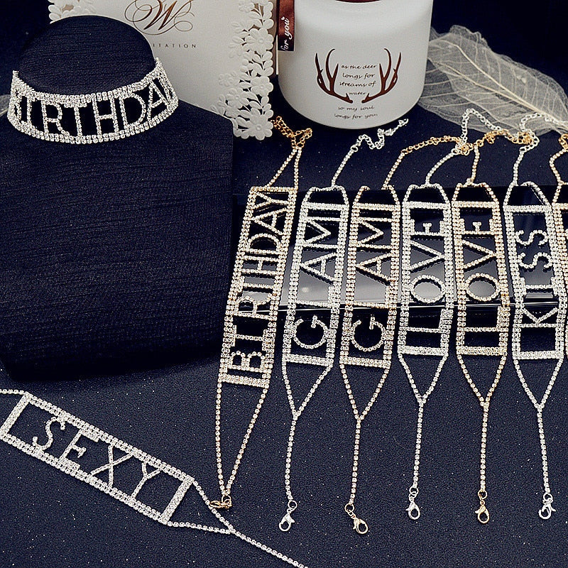 Collection of Full Rhinestone Choker Necklaces