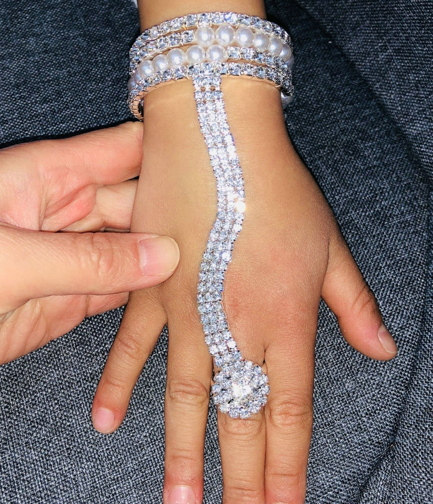 Girls Crystal Ring Bracelet