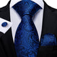 Luxury Blue Gold Paisley Tie Set