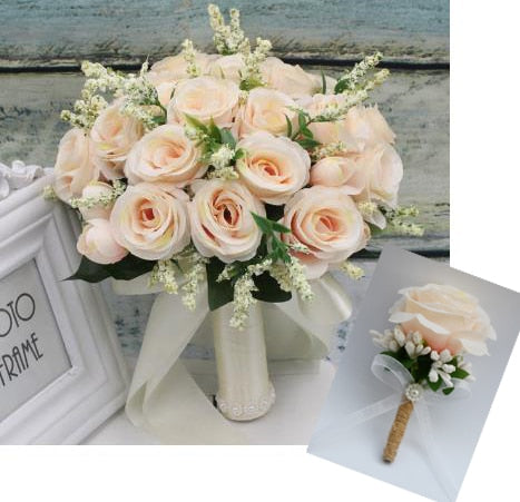 Artificial Natural Rose Wedding Bouquet