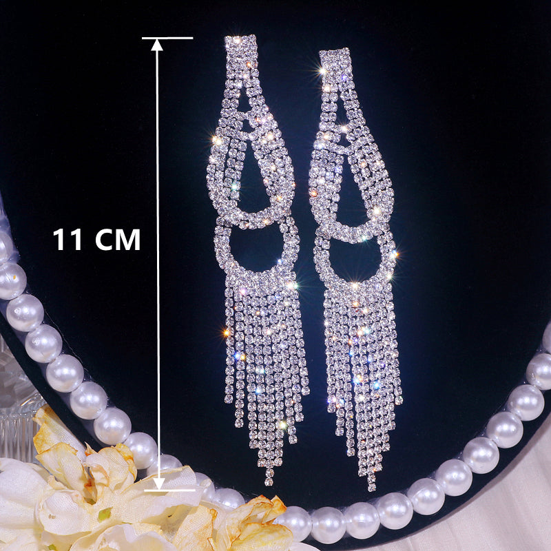 Crystal Rhinestone Tassel Earrings