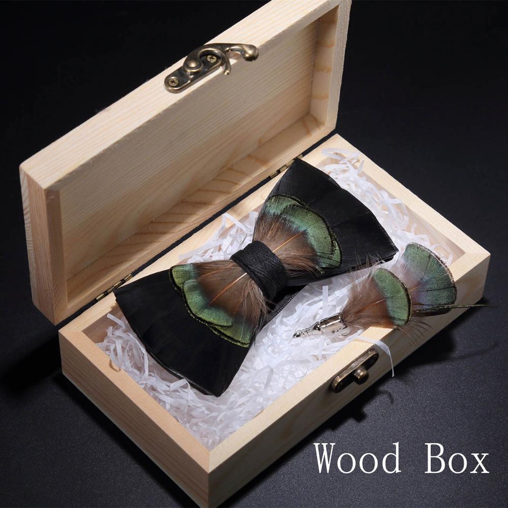 Feather Bowtie Brooch Wood Set