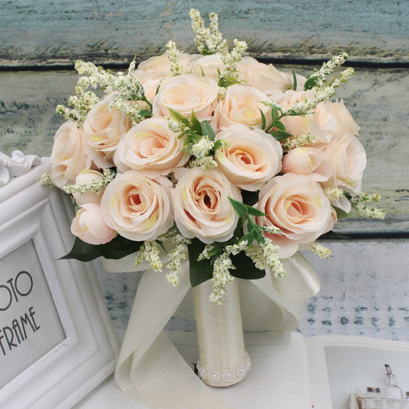 Artificial Natural Rose Wedding Bouquet