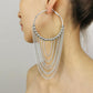 Circular Metal Long Tassel Earrings