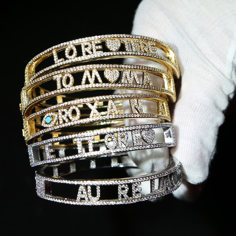Personalize Initial Charm Slider Bangle