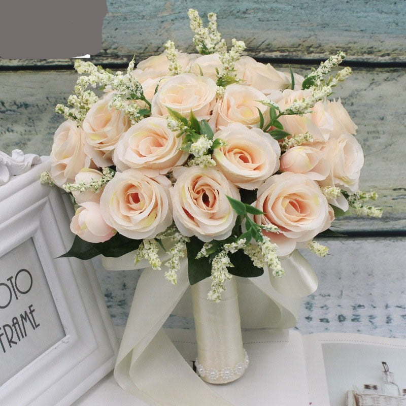 Artificial Natural Rose Wedding Bouquet