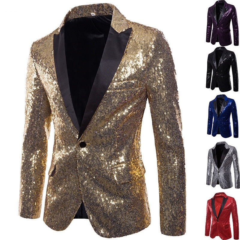Shiny Sequin Blazer Suit