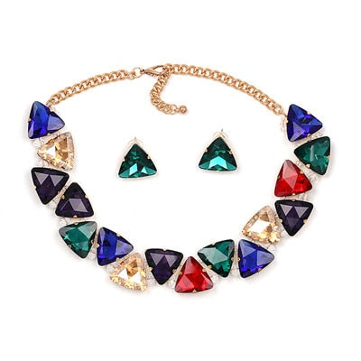 Colorful Crystal Colar Necklace Set