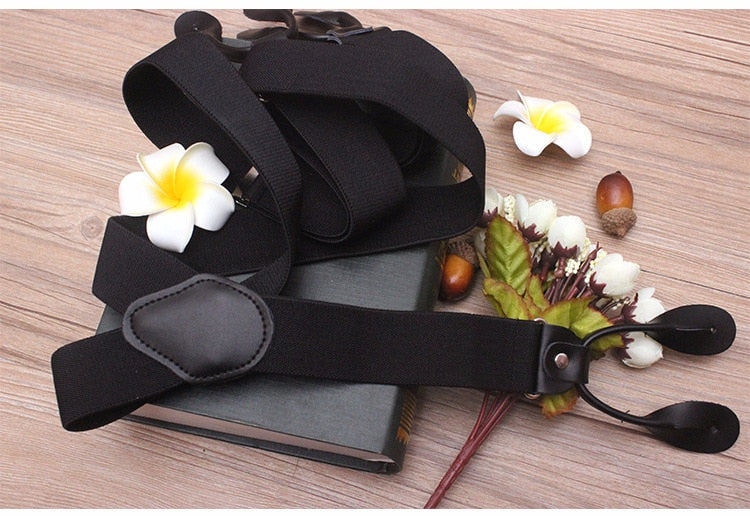 Mans Leather Suspenders