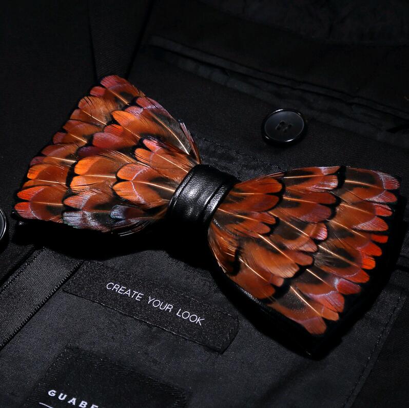 Feather Leather Bow Tie