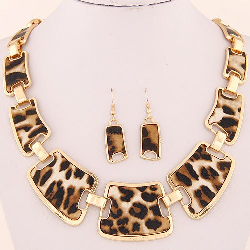 Geometric Leopard Necklace Sets