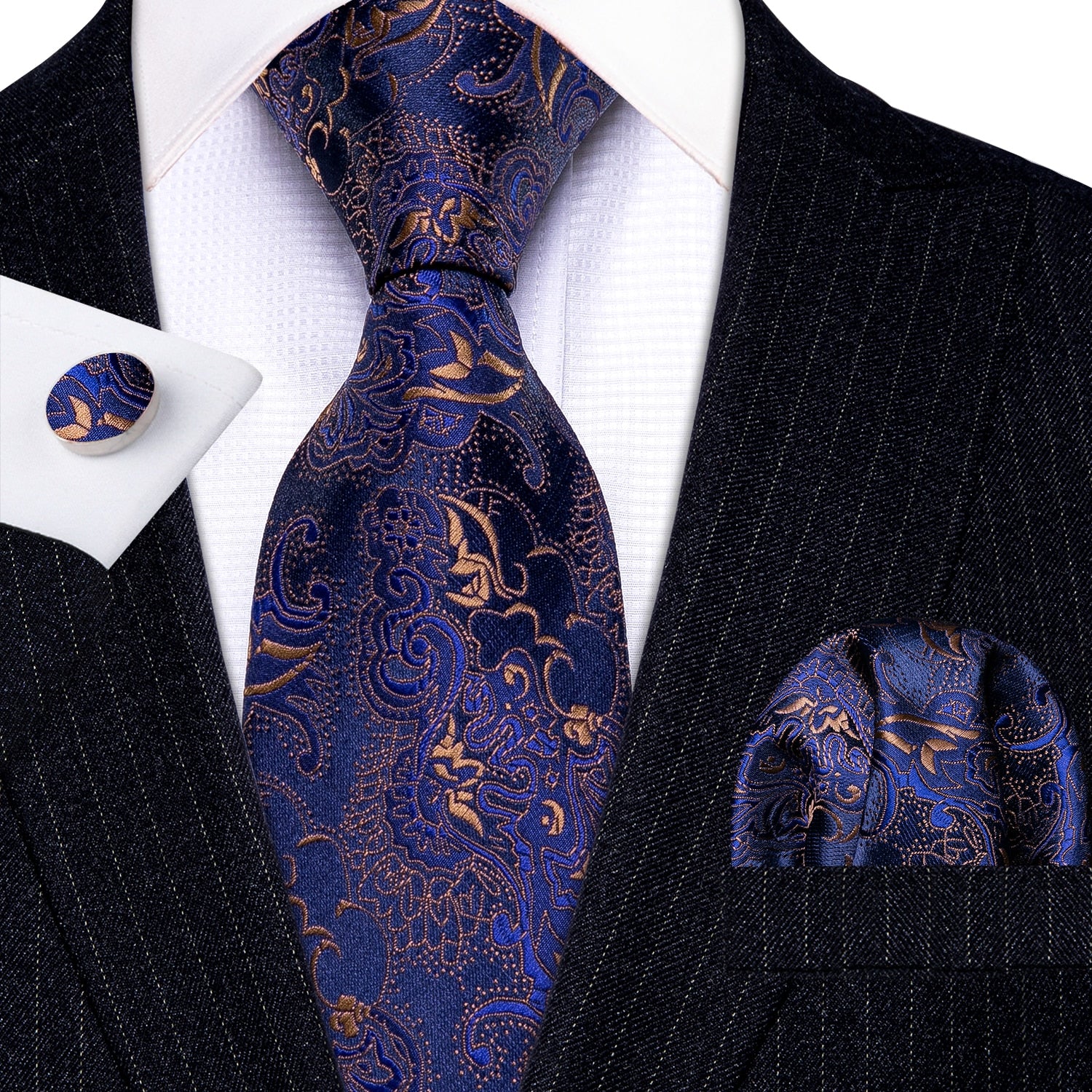 Luxury Silk Striped Tie Set