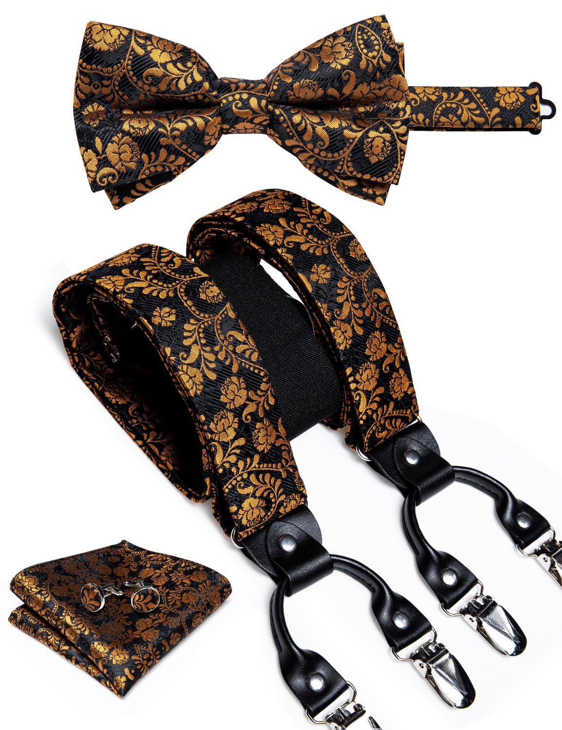 Leather 6 Clips Suspenders