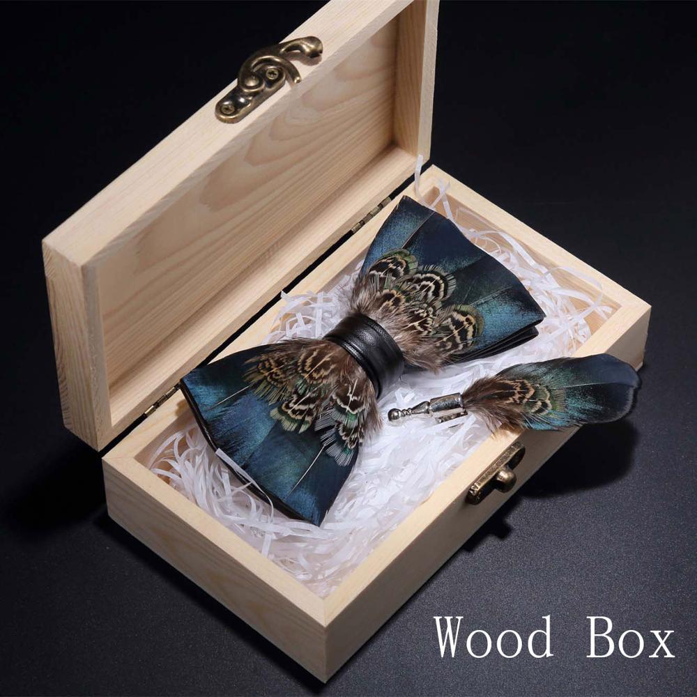 Feather Bowtie Brooch Wood Set