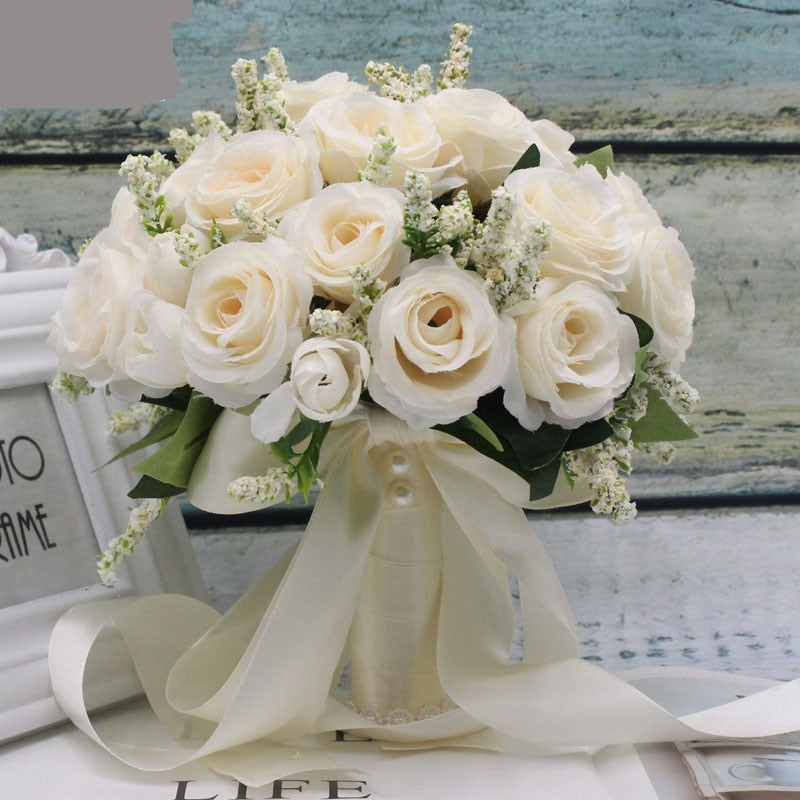 Artificial Natural Rose Wedding Bouquet