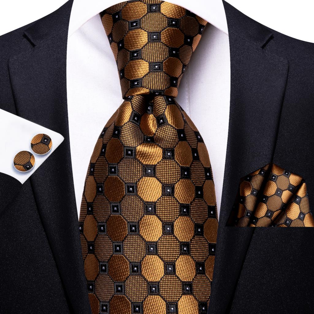 Orange Silk Plaid Tie Set