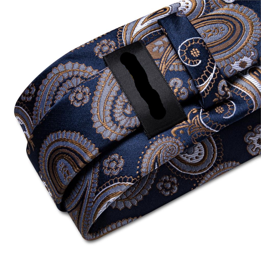 Luxury Blue Gold Paisley Tie Set