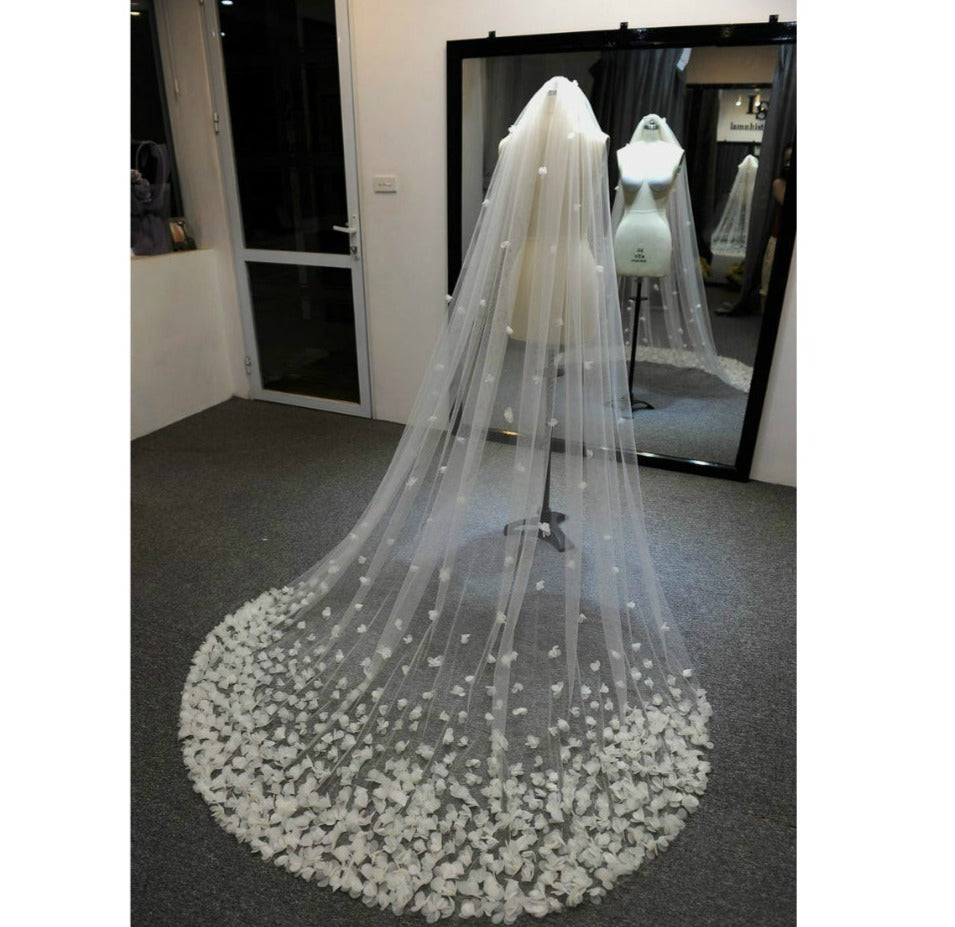 3D Flowers Wedding Veil