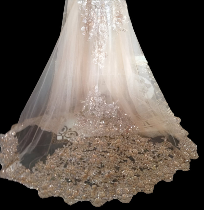Luxurious Sequin Wraps Bridal Veil off-white