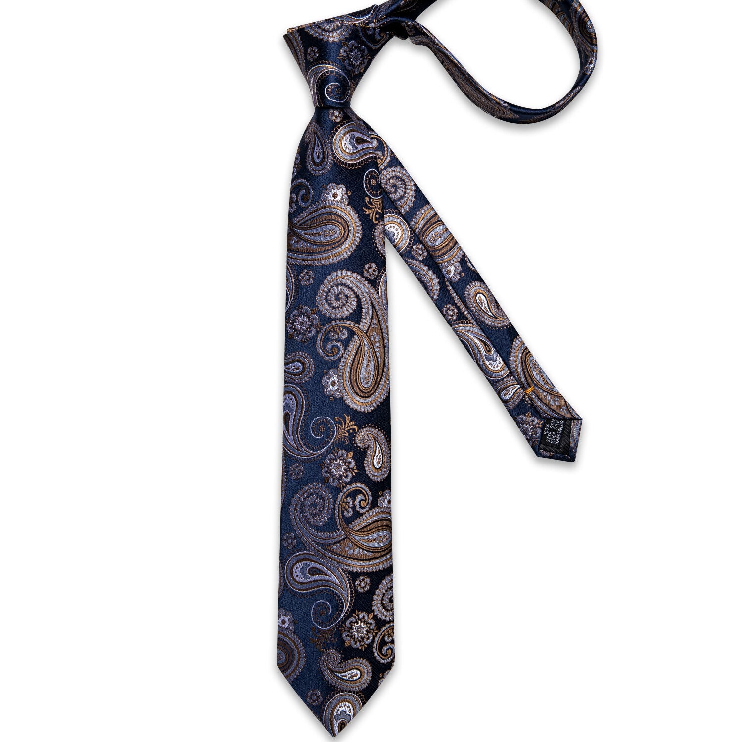 Luxury Blue Gold Paisley Tie Set